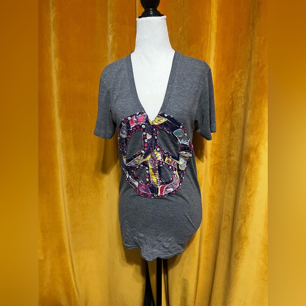 American apparel patchwork peace tee size small